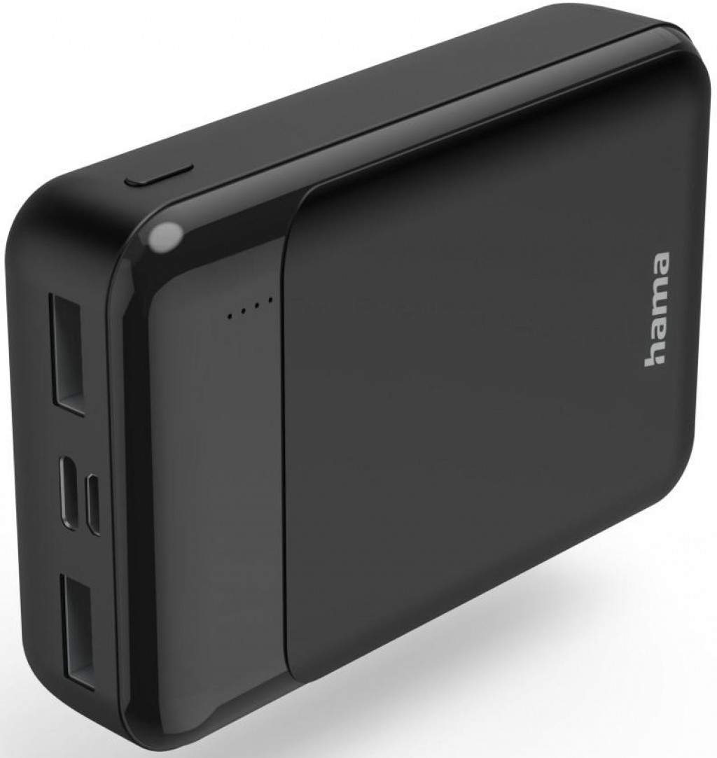 Външна батерия HAMA 187285 Eco Power 1xUSB-C 2xUSB-A 10000mAh Black